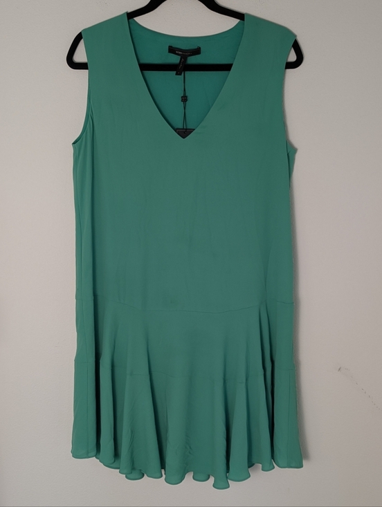 BCBGMaxAzria Dresses & Skirts - BCBG Max Azria Clea Double Flounce Mini Dress Women Sz S Light Green Sleeveless